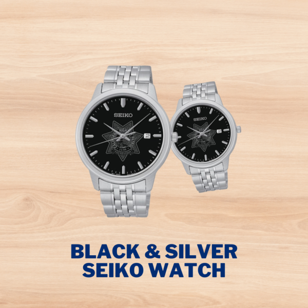 Seiko Watch Black Silver