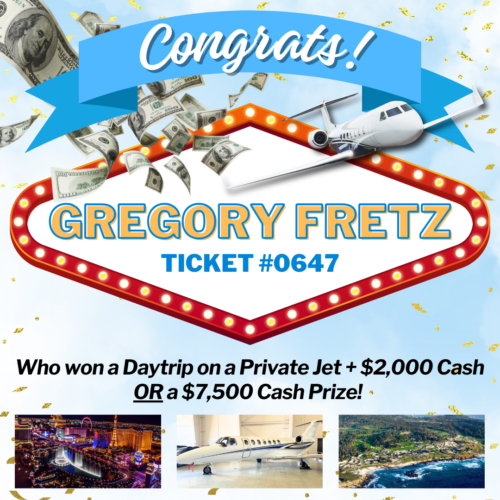 And the Winner of our Private Jet Daytrip or $7,500 Cash Drawing Is….